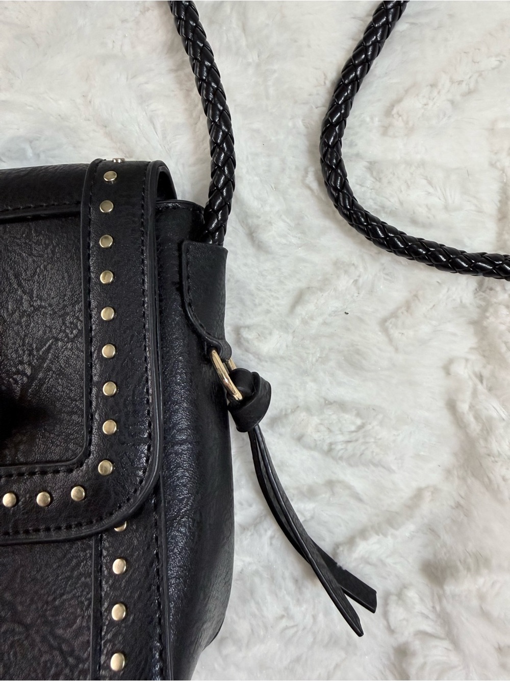 Sam and Hadley Black Studded Crossbody Bag with Braided Strap - NWOT - Picture 15 of 16